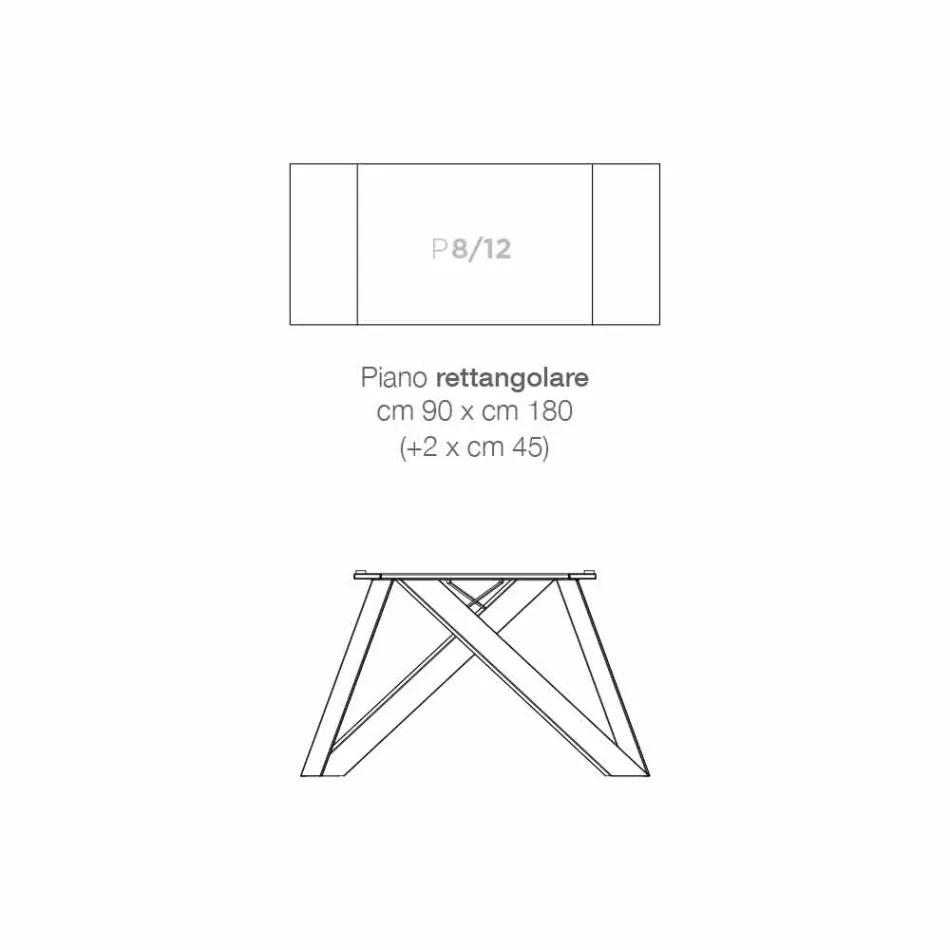 Uitschuifbare keramische glazen eettafel gemaakt in Italië, Wilmer Viadurini