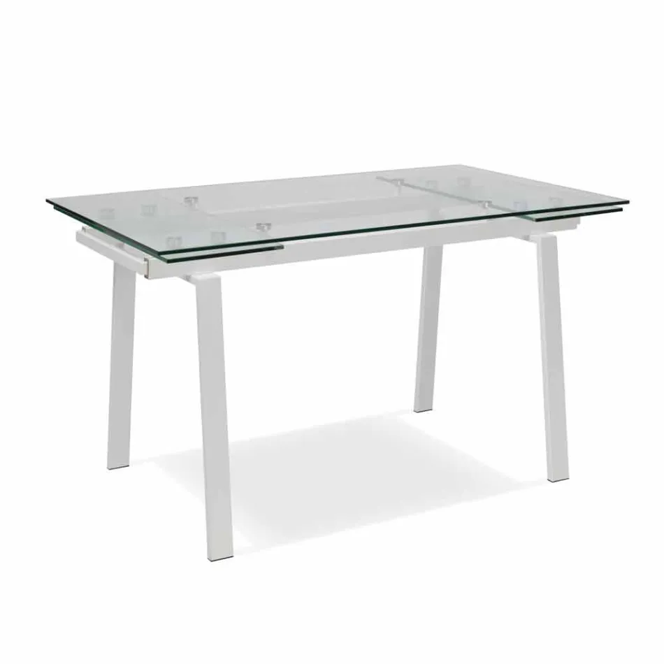 moderne glazen eettafel uitschuifbaar, W140 / D80 cm 200x, Nardo Viadurini