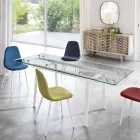 moderne glazen eettafel uitschuifbaar, W140 / D80 cm 200x, Nardo Viadurini