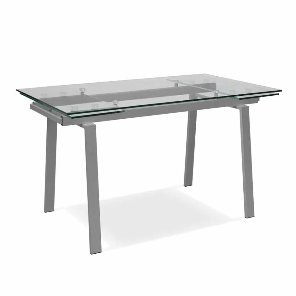 moderne glazen eettafel uitschuifbaar, W140 / D80 cm 200x, Nardo Viadurini