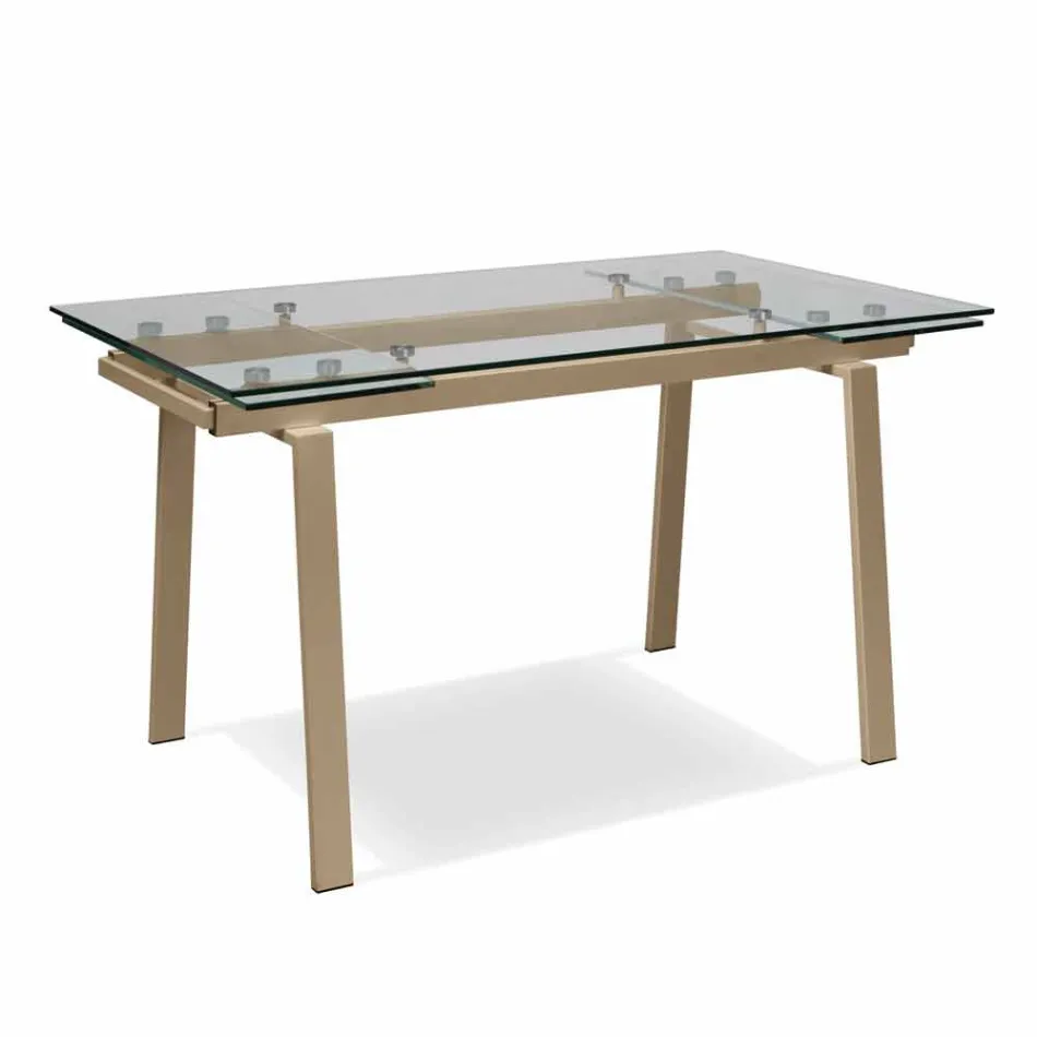 moderne glazen eettafel uitschuifbaar, W140 / D80 cm 200x, Nardo Viadurini