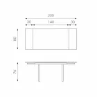 Moderne uitschuifbare glazen eettafel, L140 / 200x P80 cm, Nardo Viadurini