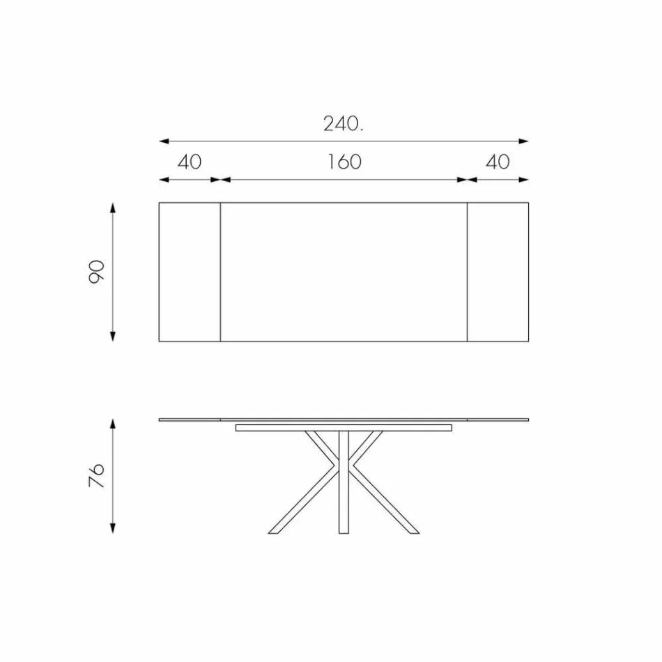Uitschuifbare glazen keramische eettafel, l.160 / 240xp.90 cm, Bacco Viadurini