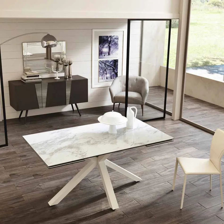 Dining keramische Uitschuiftafel, L.160 / 240xp.90 cm, Bacchus Viadurini