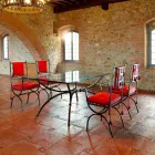 Handgemaakte eettafel met glazen blad Made in Italy - Principe Viadurini