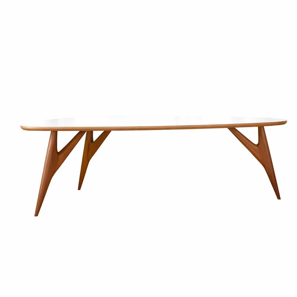 Handgemaakte eettafel in HPL en massief mahonie Made in Italy - eiken Viadurini