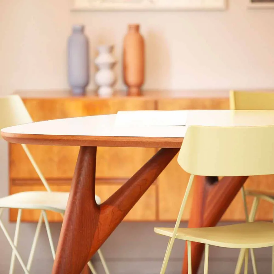 Handgemaakte eettafel in HPL en massief mahonie Made in Italy - eiken Viadurini