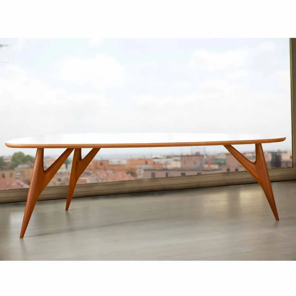 Handgemaakte eettafel in HPL en massief mahonie Made in Italy - eiken Viadurini