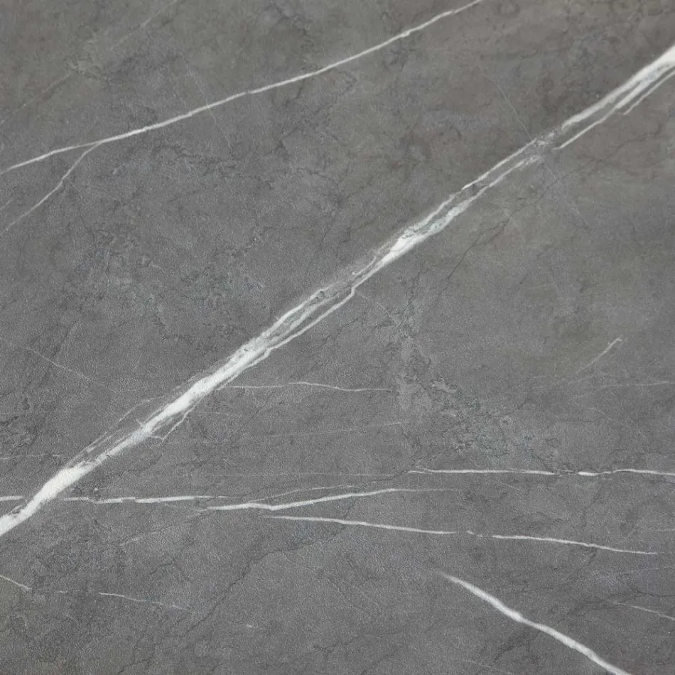 Eettafel die zich uitstrekt en verbreedt in melamine en metaal - Devendra Viadurini