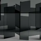 Eettafel met onderstel en rechthoekig glazen blad Made in Italy - Thommy Viadurini