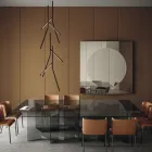 Eettafel met onderstel en rechthoekig glazen blad Made in Italy - Thommy Viadurini