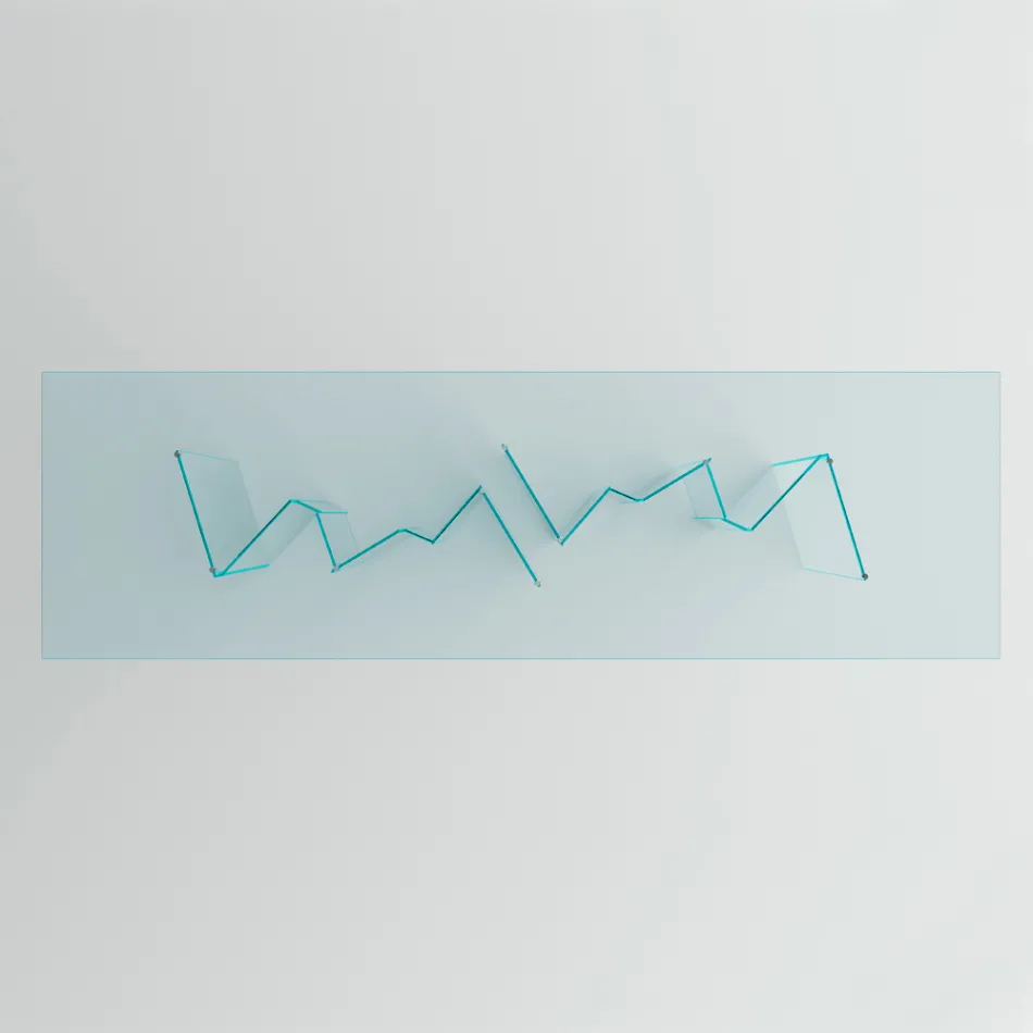 Eettafel met onderstel en rechthoekig glazen blad Made in Italy - Thommy Viadurini