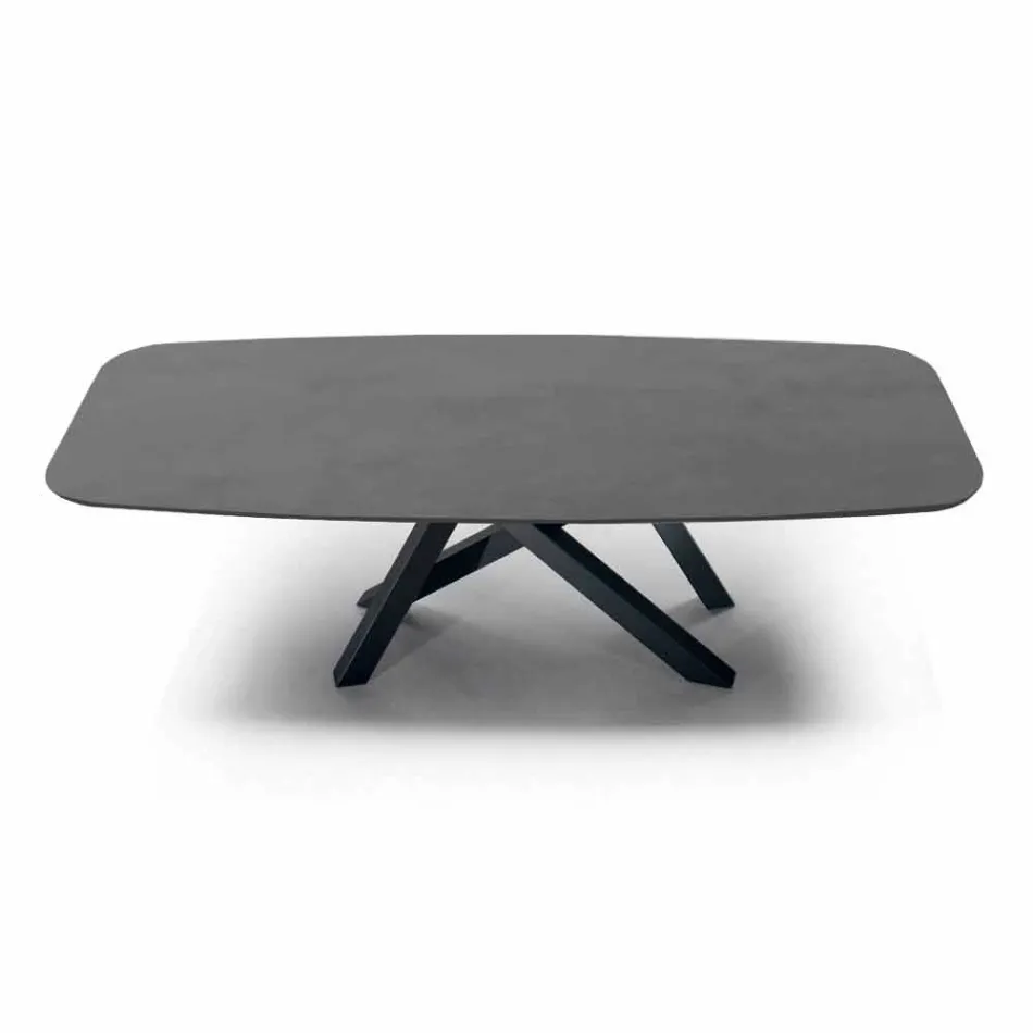 Eettafel met tonvormig blad in HPL-laminaat Made in Italy - Settimmio Viadurini