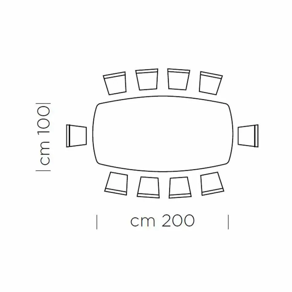 Eettafel met tonvormig blad in HPL-laminaat Made in Italy - Settimmio Viadurini