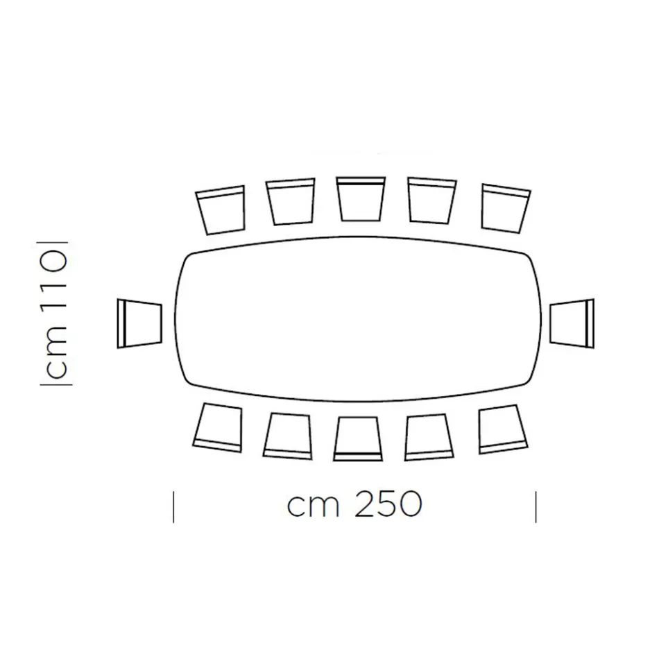 Eettafel met tonvormig blad in HPL-laminaat Made in Italy - Settimmio Viadurini