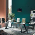 Eettafel met uitschuifbaar glazen blad Made in Italy - Antimo Viadurini