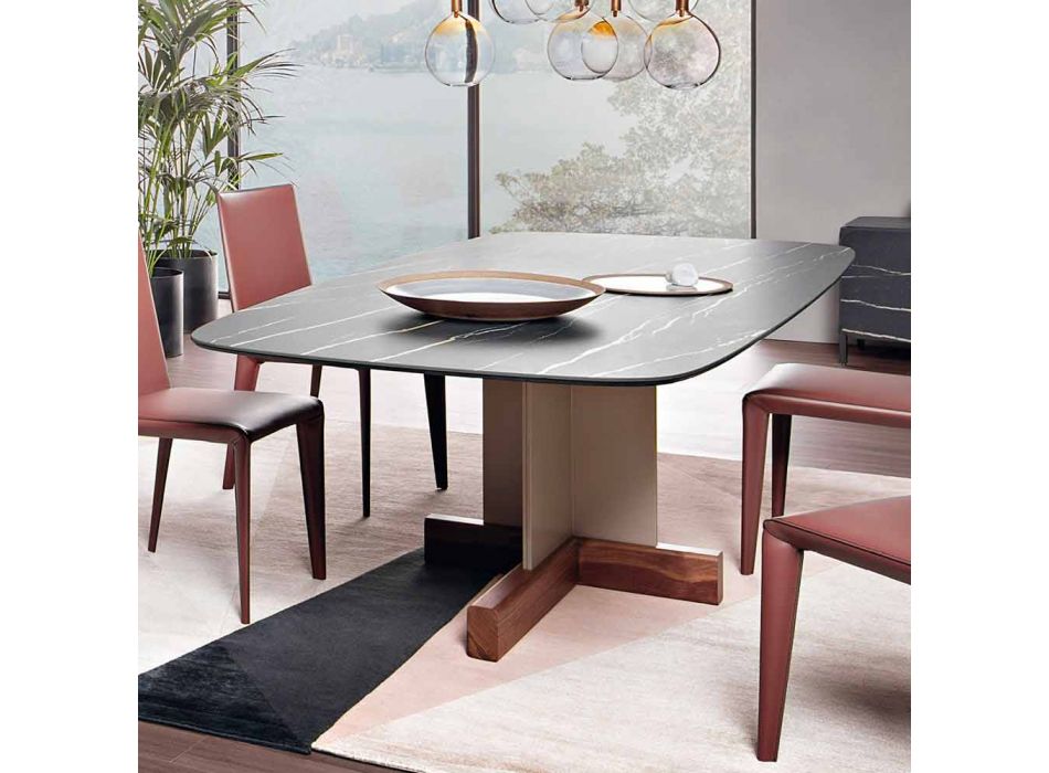 Eettafel met keramisch blad Made in Italy - Bonaldo Cross Table Viadurini