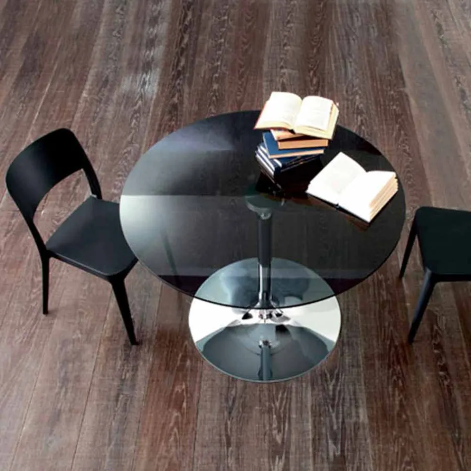 Eettafel met kristallen blad en verchroomd onderstel Made in Italy - Tallio Viadurini