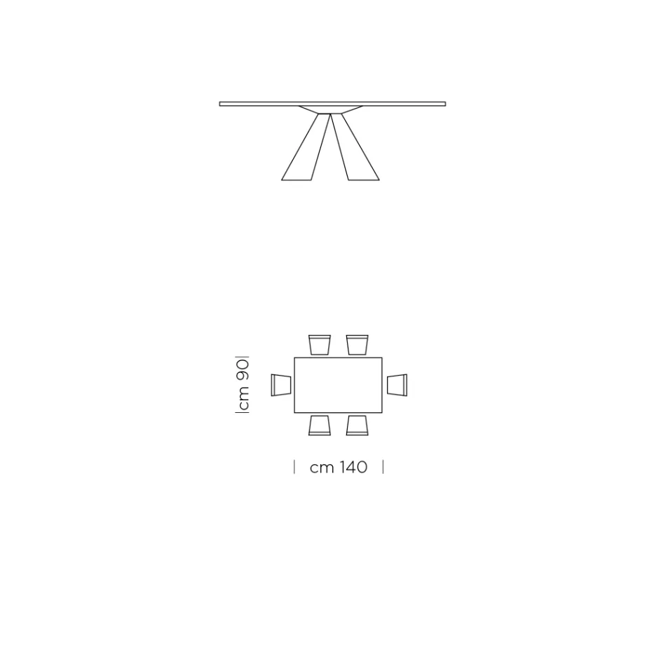 Eettafel met Fenix blad en stalen onderstel Made in Italy - Dalmatiër Viadurini