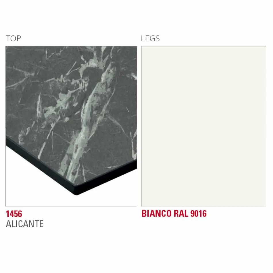 Eettafel met Hpl-blad en metalen onderstel Made in Italy - Aresto Viadurini