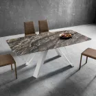Eettafel met Hpl-blad en metalen onderstel Made in Italy - Aresto Viadurini