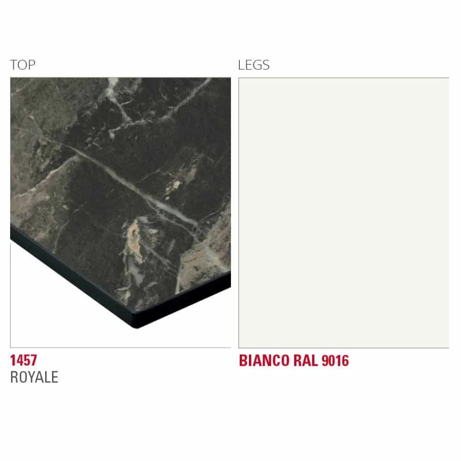 Eettafel met Hpl-blad en metalen onderstel Made in Italy - Aresto Viadurini