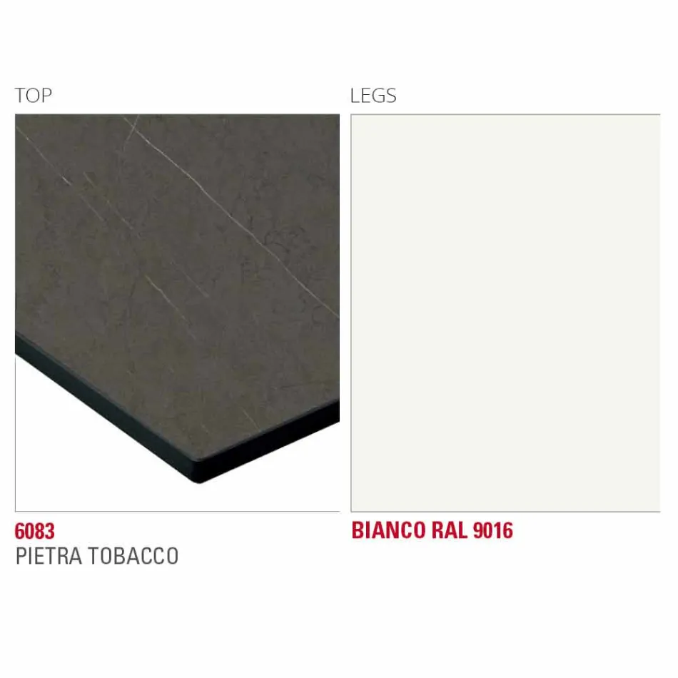 Eettafel met Hpl-blad en metalen onderstel Made in Italy - Aresto Viadurini