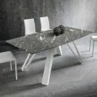Eettafel met Hpl-blad en metalen onderstel Made in Italy - Aresto Viadurini
