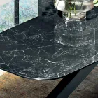 Eettafel met blad in fijn Made in Italy Hypermarble - Settimmio Viadurini