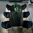 Eettafel met blad in fijn Made in Italy Hypermarble - Settimmio Viadurini