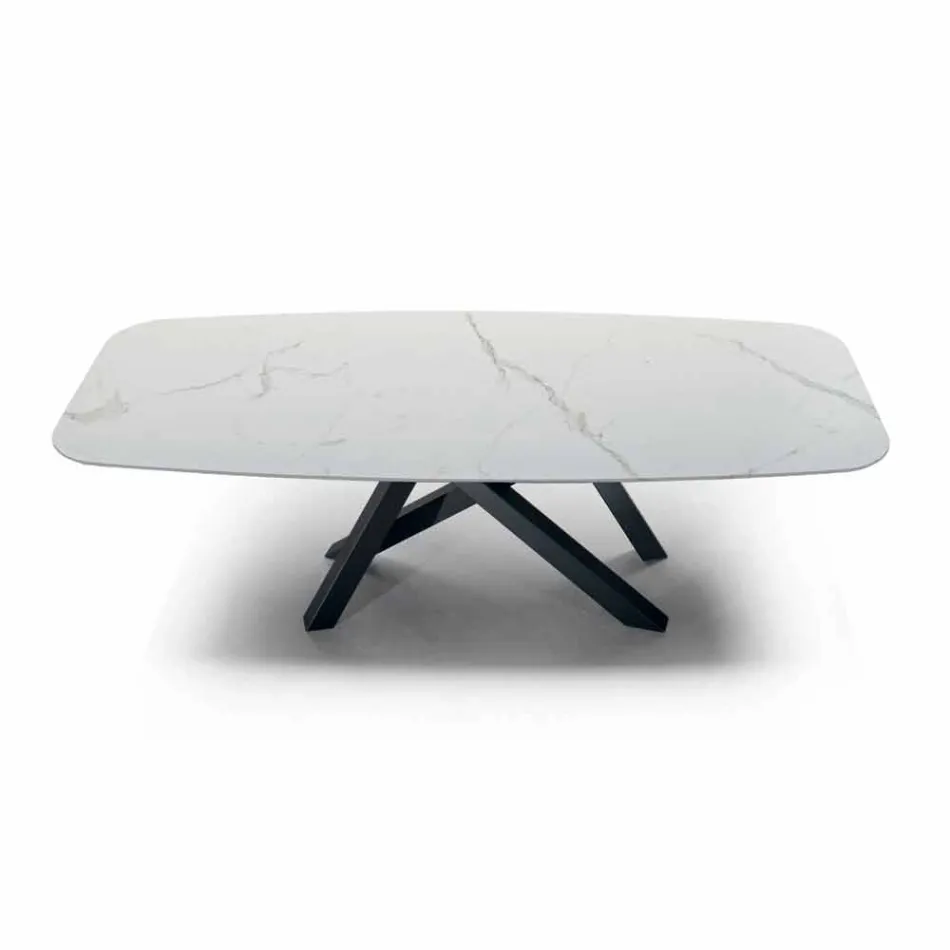 Eettafel met blad in fijn Made in Italy Hypermarble - Settimmio Viadurini