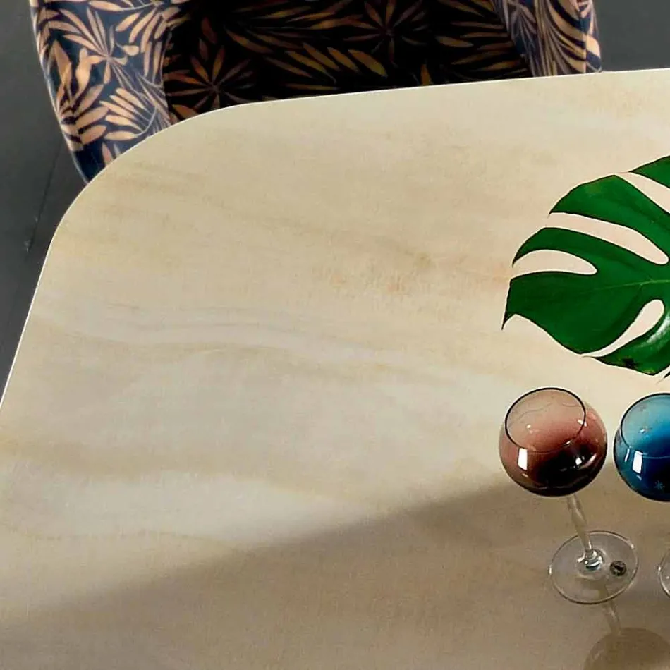 Eettafel met blad in fijn Made in Italy Hypermarble - Settimmio Viadurini