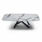 Eettafel met blad in fijn Made in Italy Hypermarble - Settimmio Viadurini