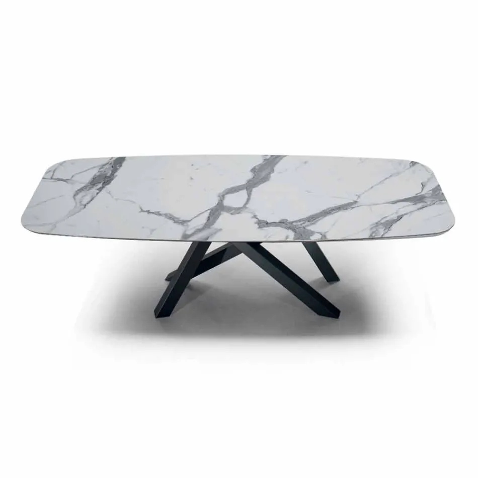 Eettafel met blad in fijn Made in Italy Hypermarble - Settimmio Viadurini