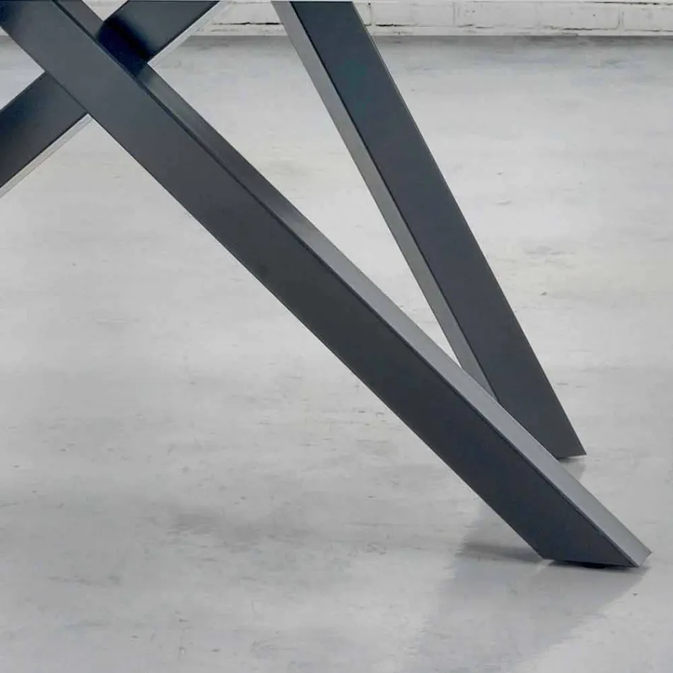 Eettafel met gefineerd houten blad Made in Italy - Settimmio Viadurini