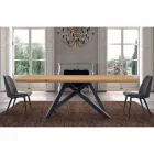 Eettafel met gefineerd houten blad Made in Italy - Settimmio Viadurini