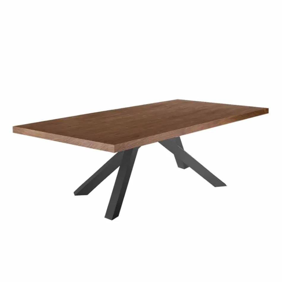 Eettafel met gefineerd houten blad Made in Italy - Settimmio Viadurini