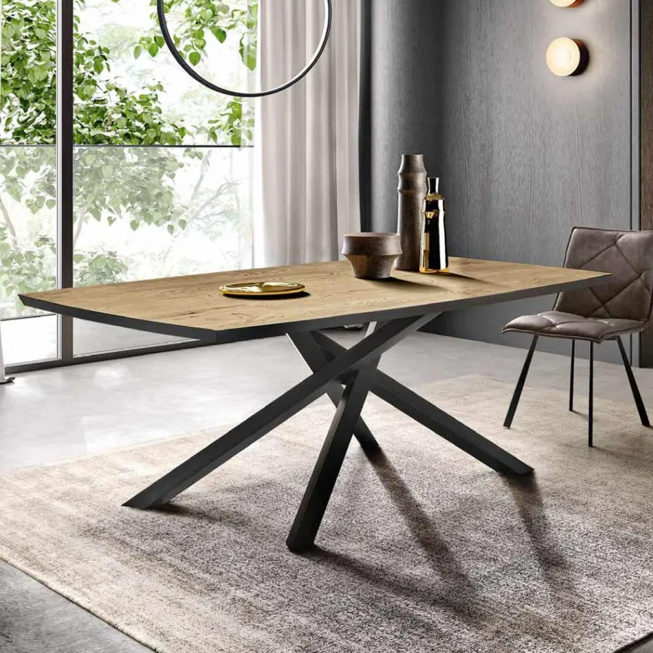 Eettafel met eiken fineerblad Made in Italy - Antonino Viadurini