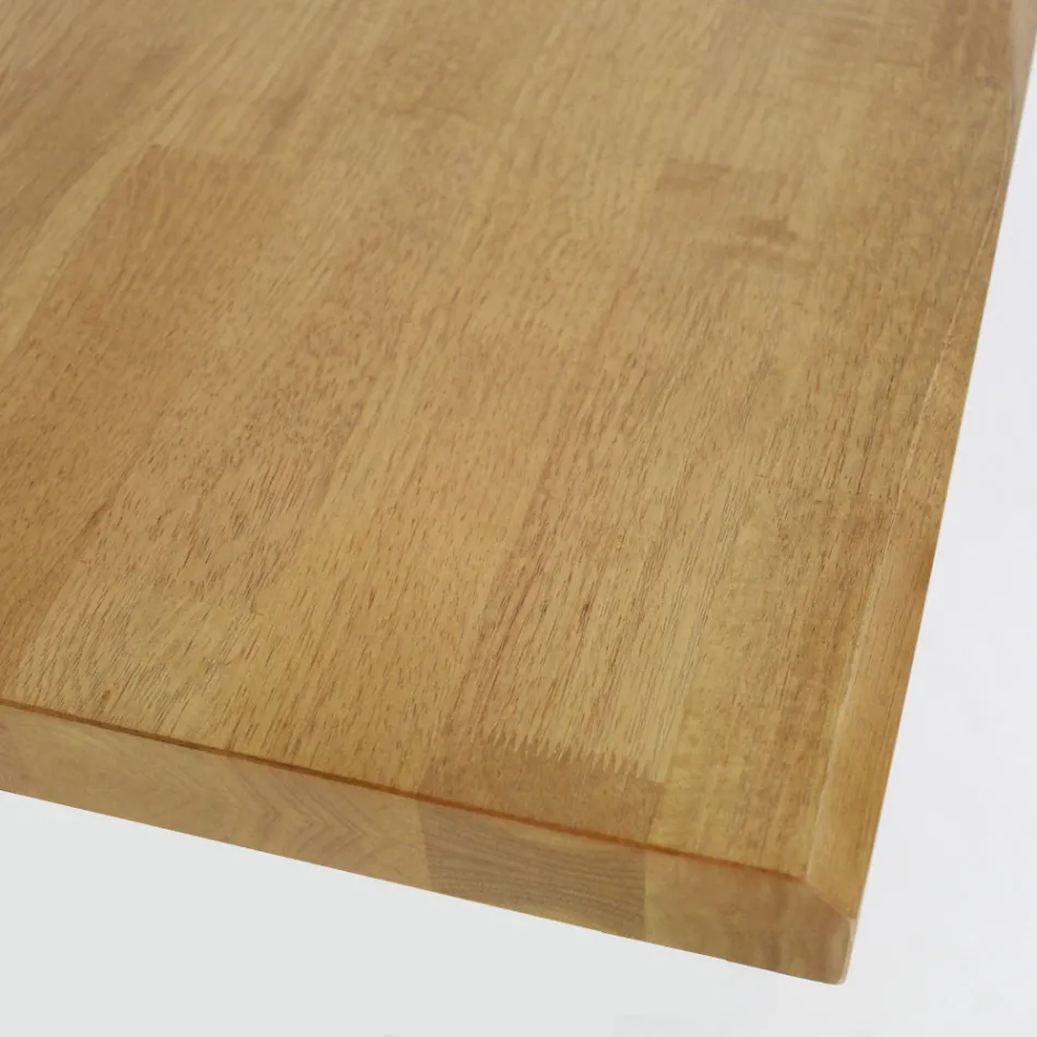 Eettafel met echt massief houten blad en metalen onderstel - Ibisco Viadurini