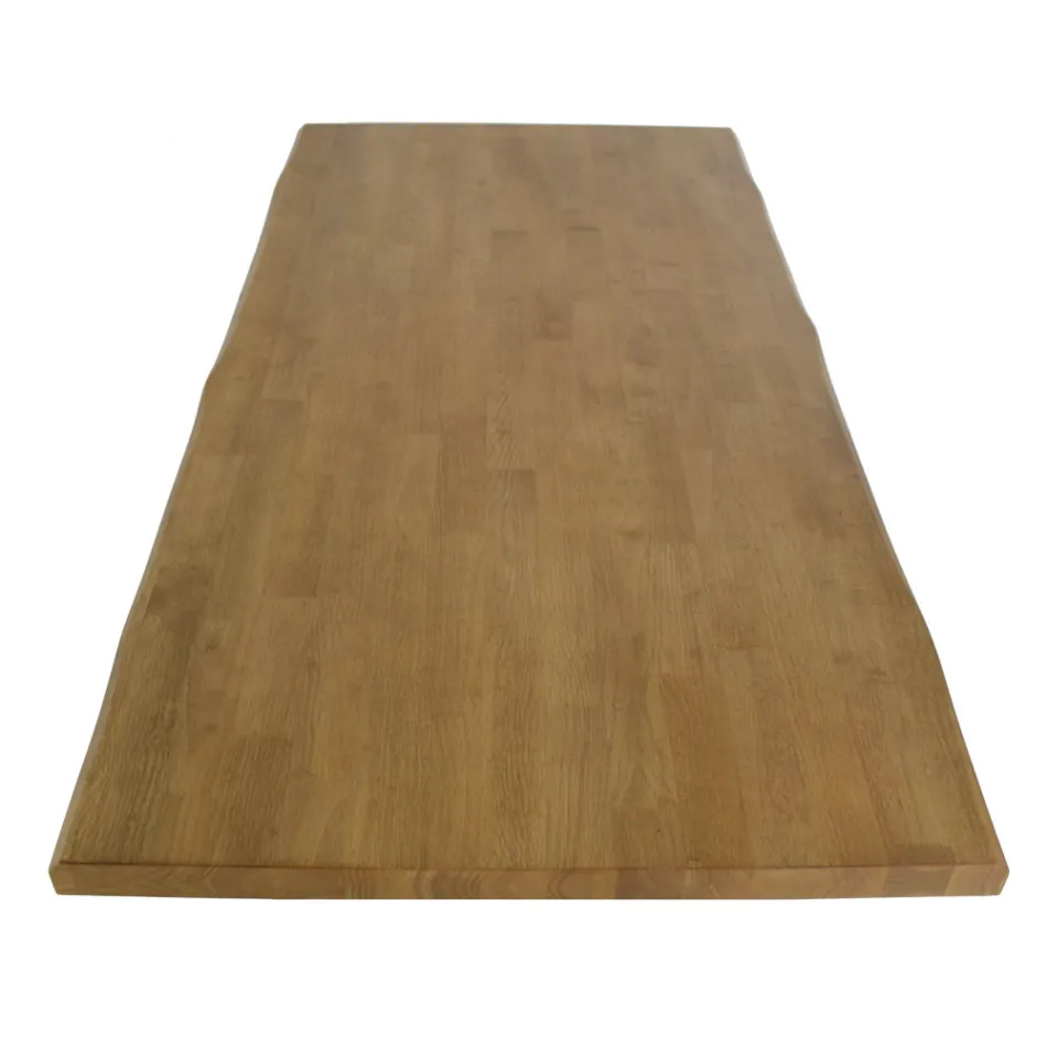 Eettafel met echt massief houten blad en metalen onderstel - Ibisco Viadurini