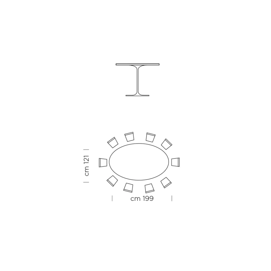 Eettafel met ovaal blad in HPL-laminaat Made in Italy - Dollars Viadurini