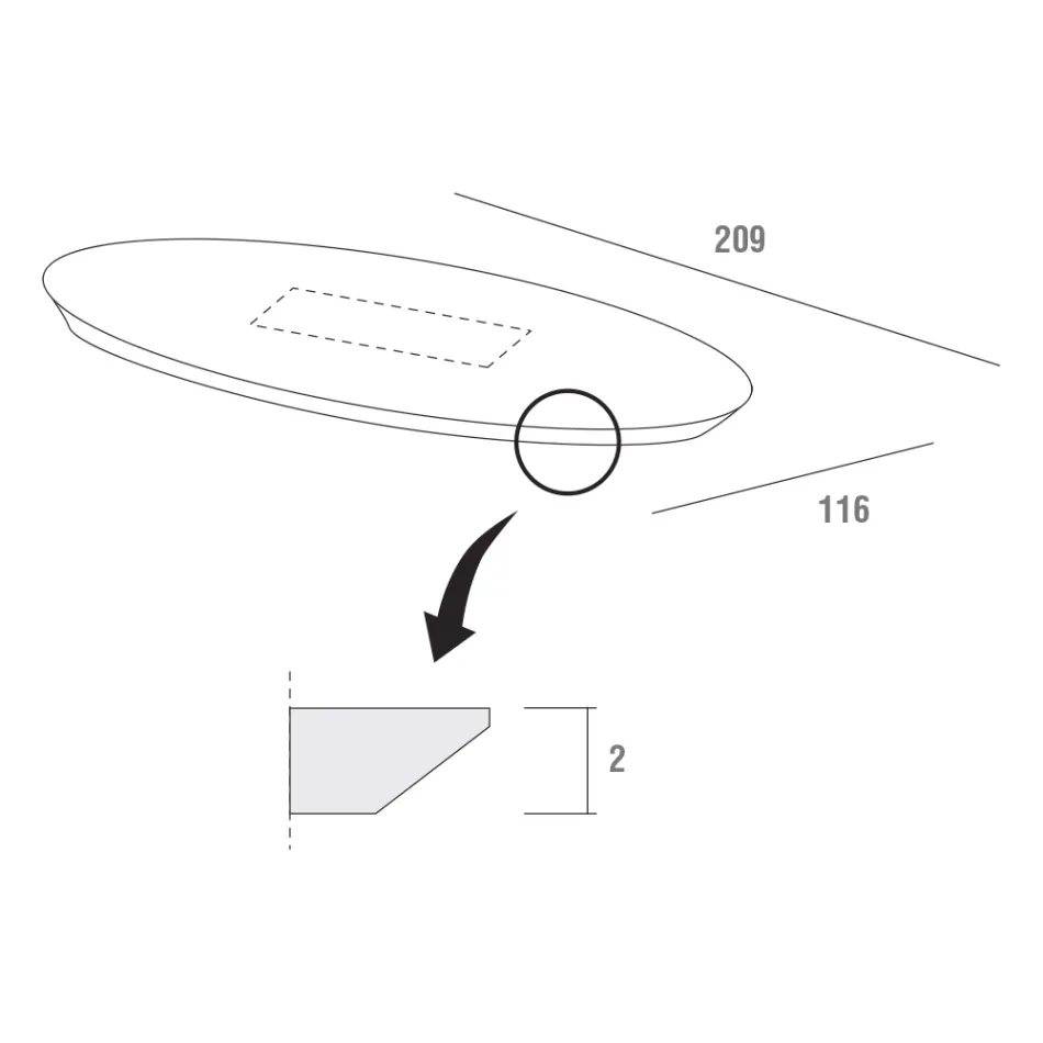 Eettafel met ovaal multiplex blad Made in Italy - Brontolo Viadurini