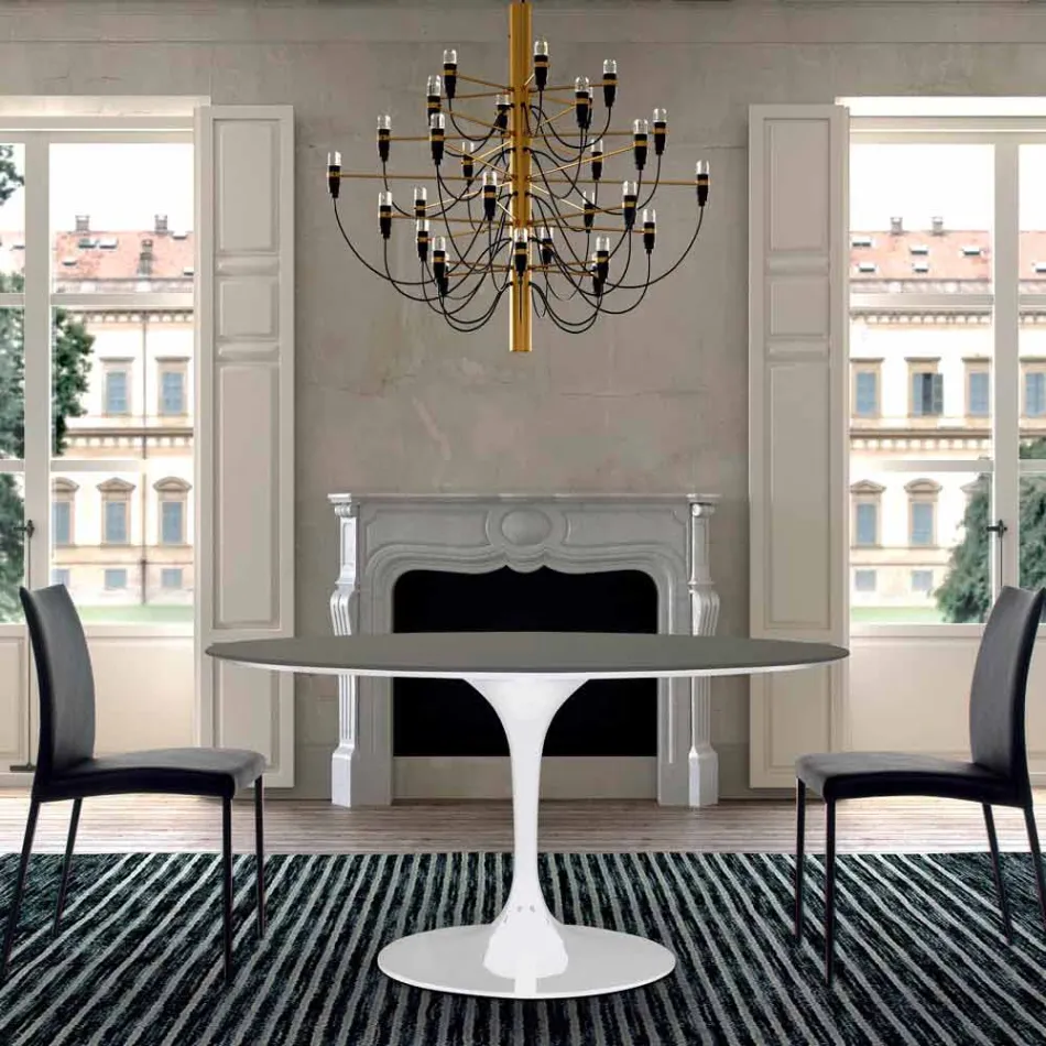 Eettafel met rond blad van hoge kwaliteit Fenix, gemaakt in Italië - Dollars Viadurini