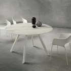 Eettafel met rond laminaatblad Made in Italy - Lingotto Viadurini