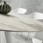 Eettafel met rond blad van laminaat Made in Italy - Lingotto Viadurini