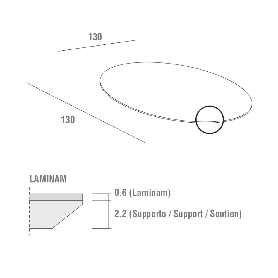 Eettafel met rond laminaatblad Made in Italy - Lingotto Viadurini
