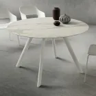 Eettafel met rond laminaatblad Made in Italy - Lingotto Viadurini