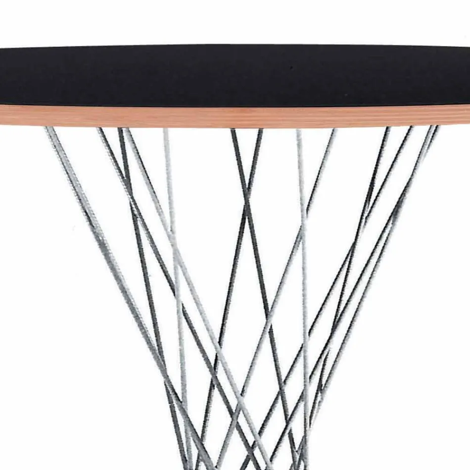 Eettafel met rond blad in zwart laminaat Made in Italy - Plaza Viadurini