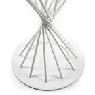 Eettafel met rond blad van gehard glas en stalen onderstel - Mileto Viadurini