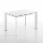 Eettafel met gehard glas top geschilderd bianco Zeno Viadurini